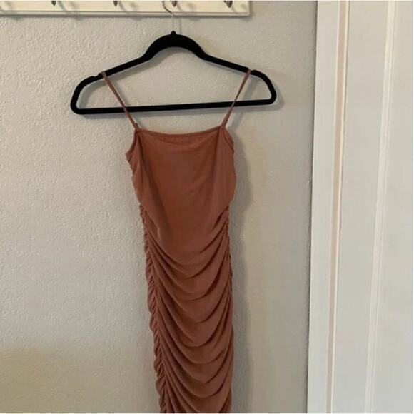 NBD Natasha Ruched Maxi Dress in Mocha - Picture 3 of 5